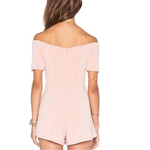 NBD x REVOLVE Blush Pink Coral Off Shoulder Short Sleeve Romper Medium - Picture 3 of 7